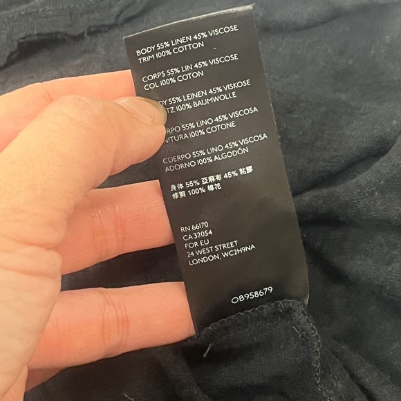 Free People Women’s Highland Linen Tunic Top Sz Large Button Up Hi-Low Black - Picture 14 of 16